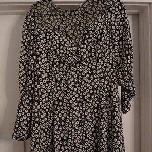 Topshop | Floral/heart Black and White Dress, size 10/Medium